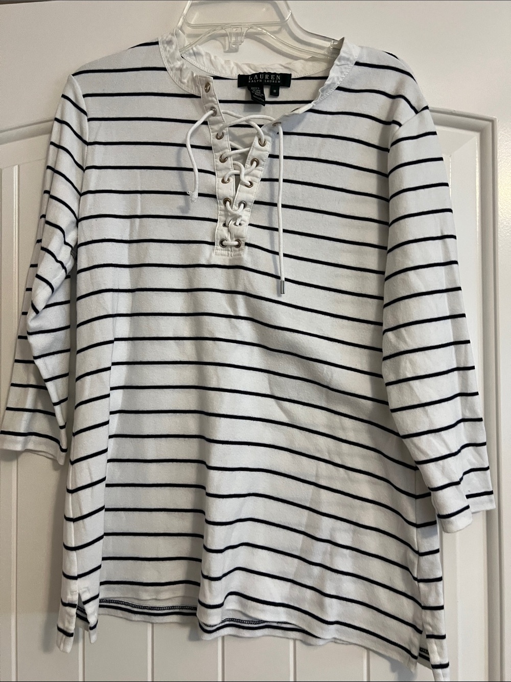 Lauren Ralph Lauren Women's Striped Top - White and Black